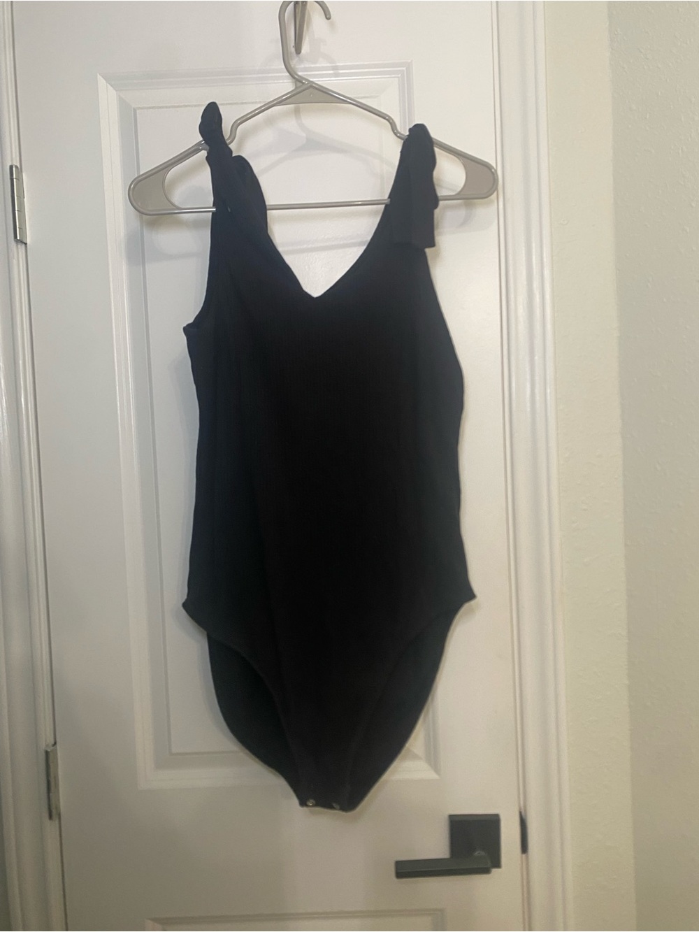 Old Navy Black Ribbed One-Piece with Knotted Shoulder Straps